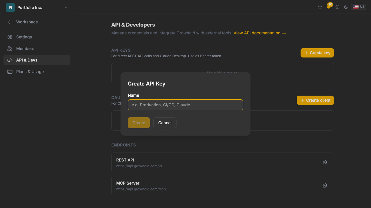 API keys