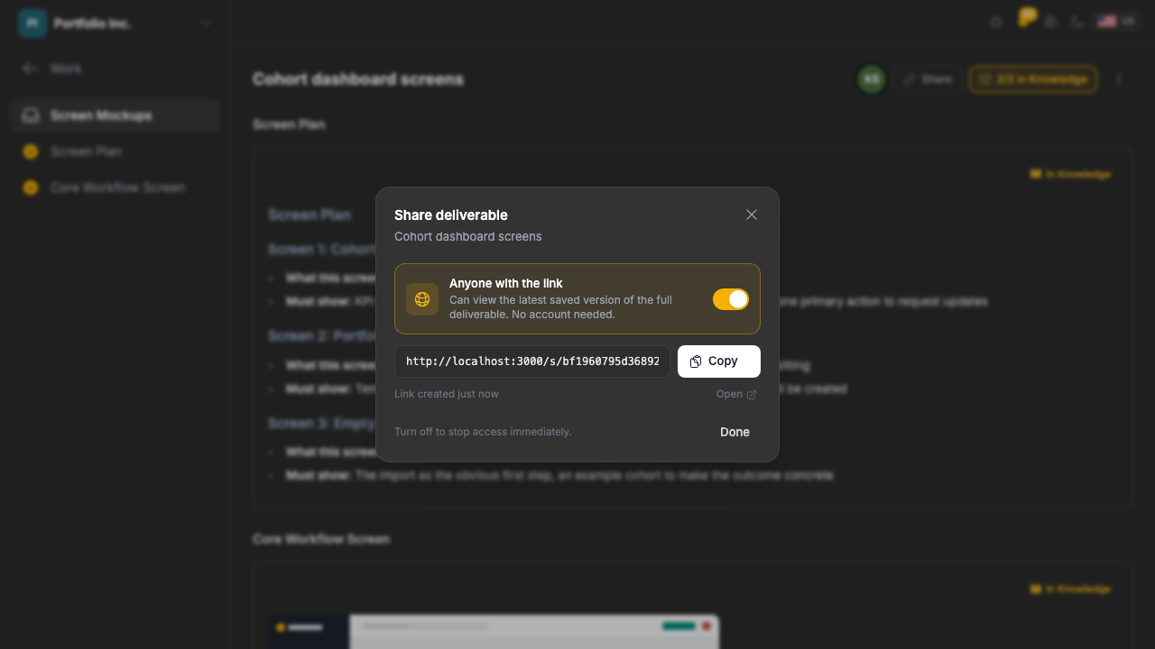 Sharing a deliverable